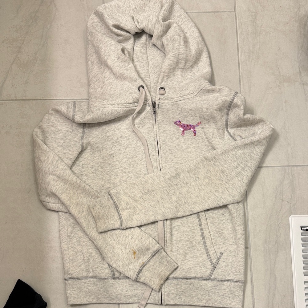 PINK Victoria's Secret Gray Hoodie with Pink Accents